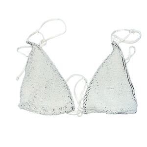 ASOS DESIGN Mix & Match Crinkle Plunge Neck Natural Tone Bikini Top One Size